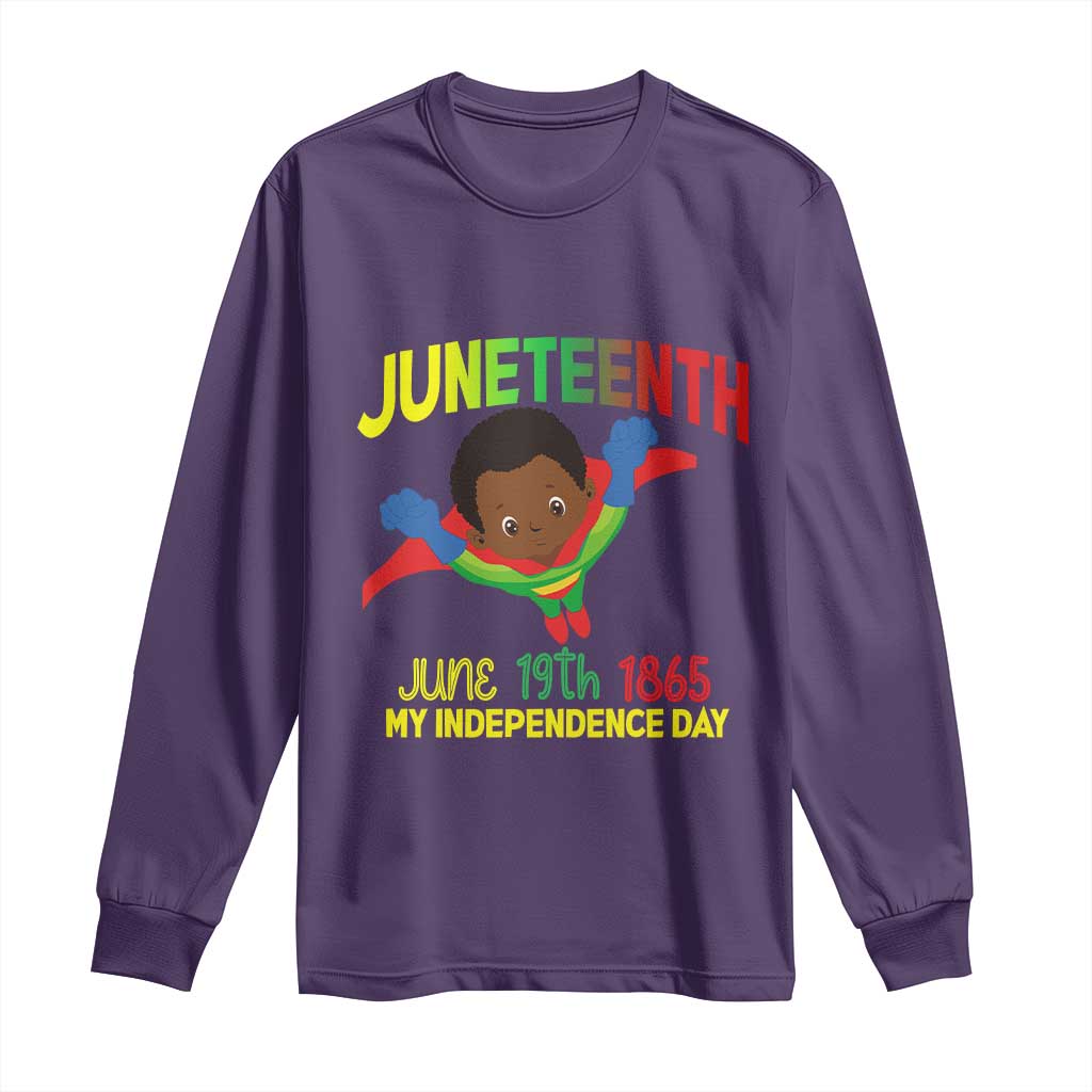 Juneteenth Is My Independence Day Long Sleeve Shirt Super Hero Black Boy