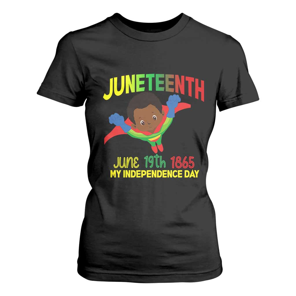 Juneteenth Is My Independence Day T Shirt For Women Super Hero Black Boy
