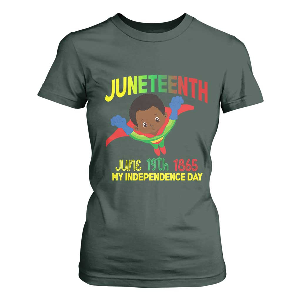 Juneteenth Is My Independence Day T Shirt For Women Super Hero Black Boy