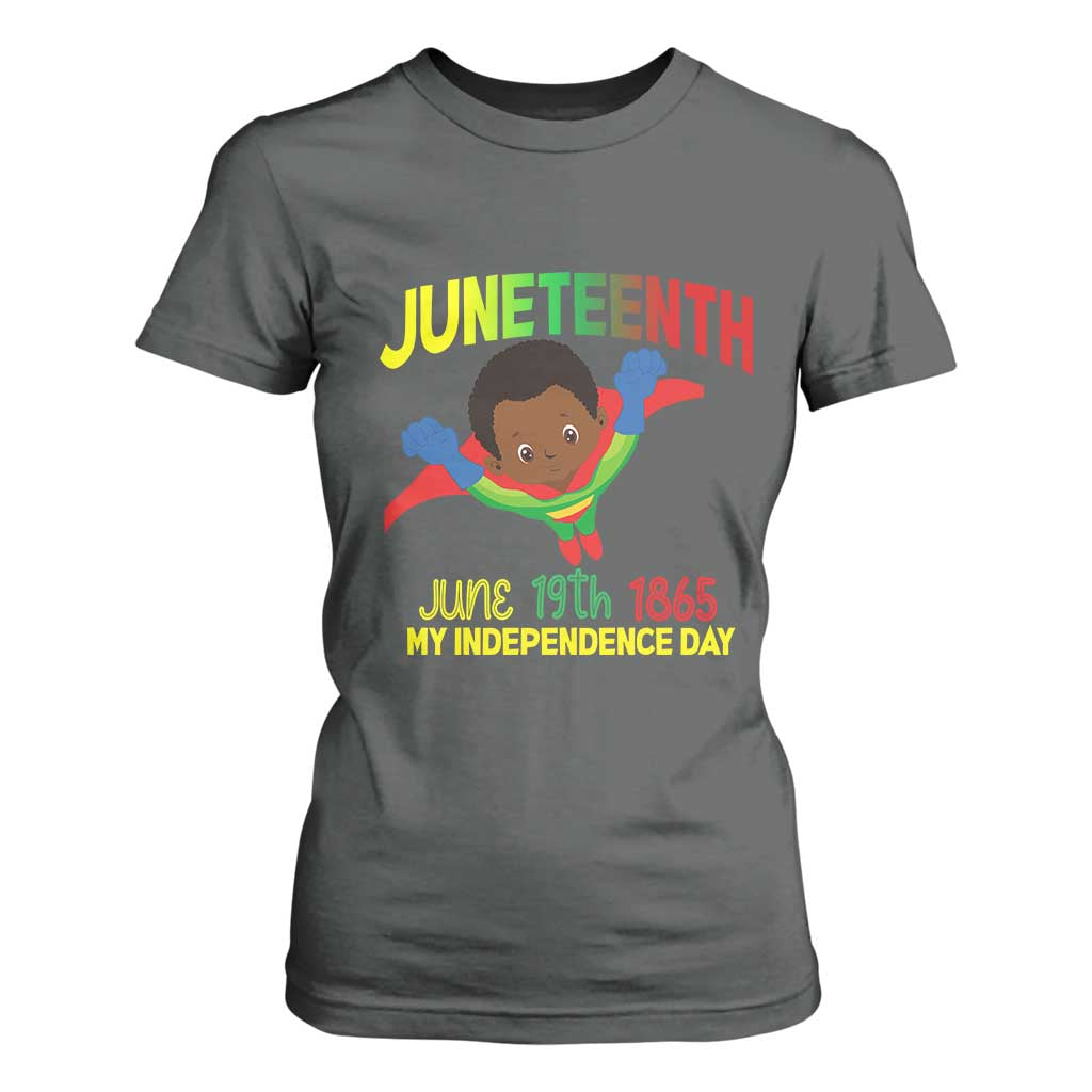 Juneteenth Is My Independence Day T Shirt For Women Super Hero Black Boy