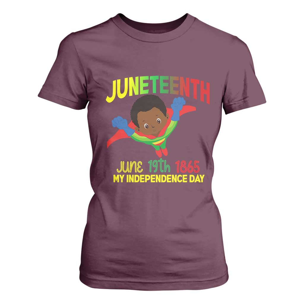 Juneteenth Is My Independence Day T Shirt For Women Super Hero Black Boy