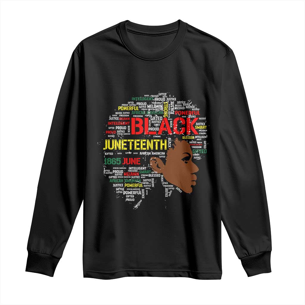 Black Heritage Pride Long Sleeve Shirt For Melanin Black Women Natural Hair Afro Word Art