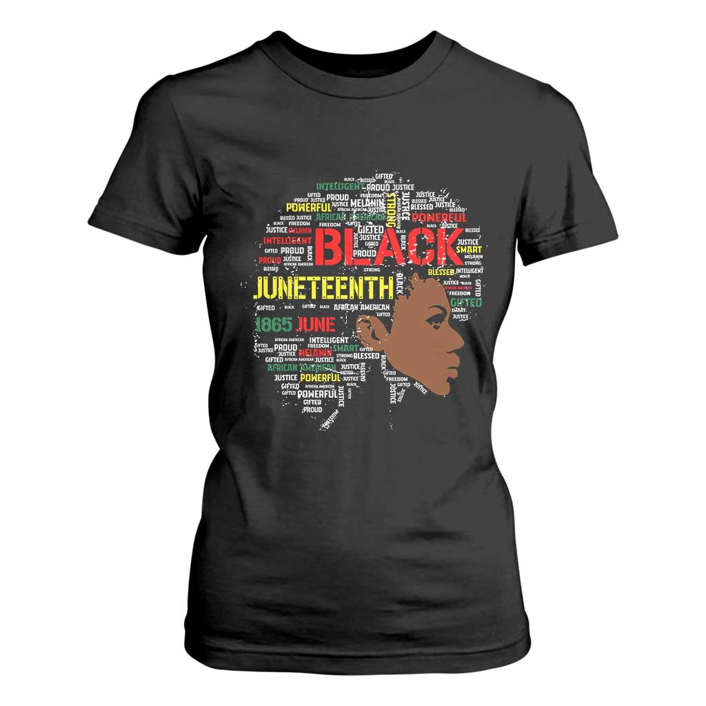 Black Heritage Pride T Shirt For Women For Melanin Black Women Natural Hair Afro Word Art