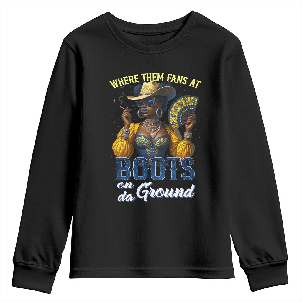 Melanin Cowgirls Linedance Youth Sweatshirt Where Them Fans At Boots On Da Ground