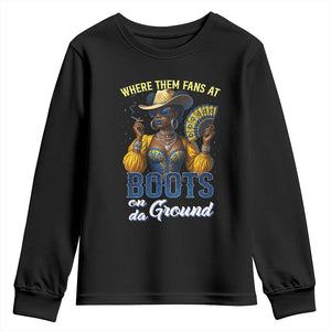 Melanin Cowgirls Linedance Youth Sweatshirt Where Them Fans At Boots On Da Ground