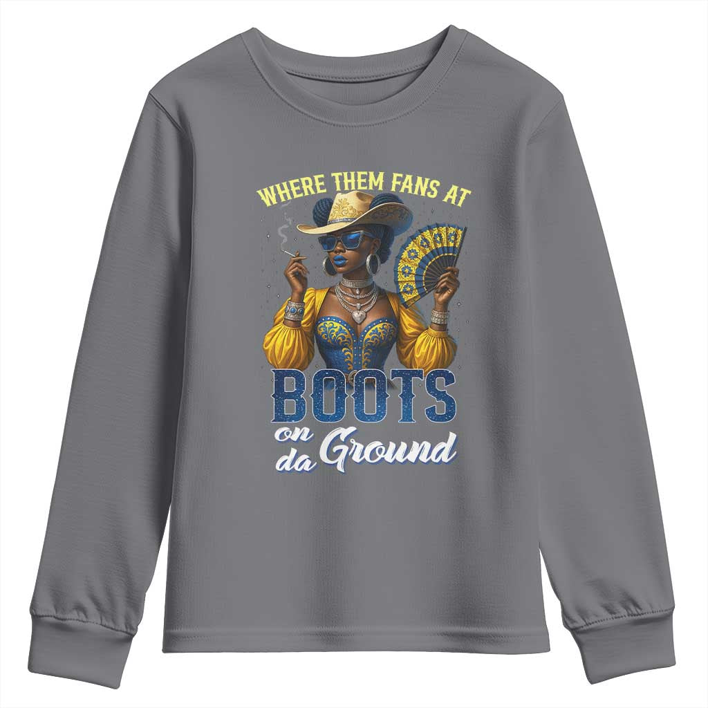 Melanin Cowgirls Linedance Youth Sweatshirt Where Them Fans At Boots On Da Ground
