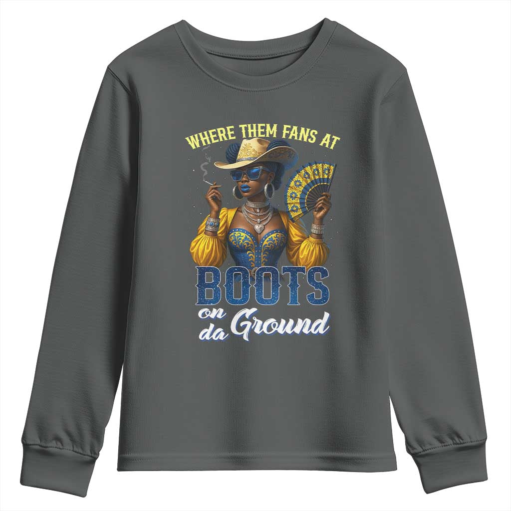 Melanin Cowgirls Linedance Youth Sweatshirt Where Them Fans At Boots On Da Ground