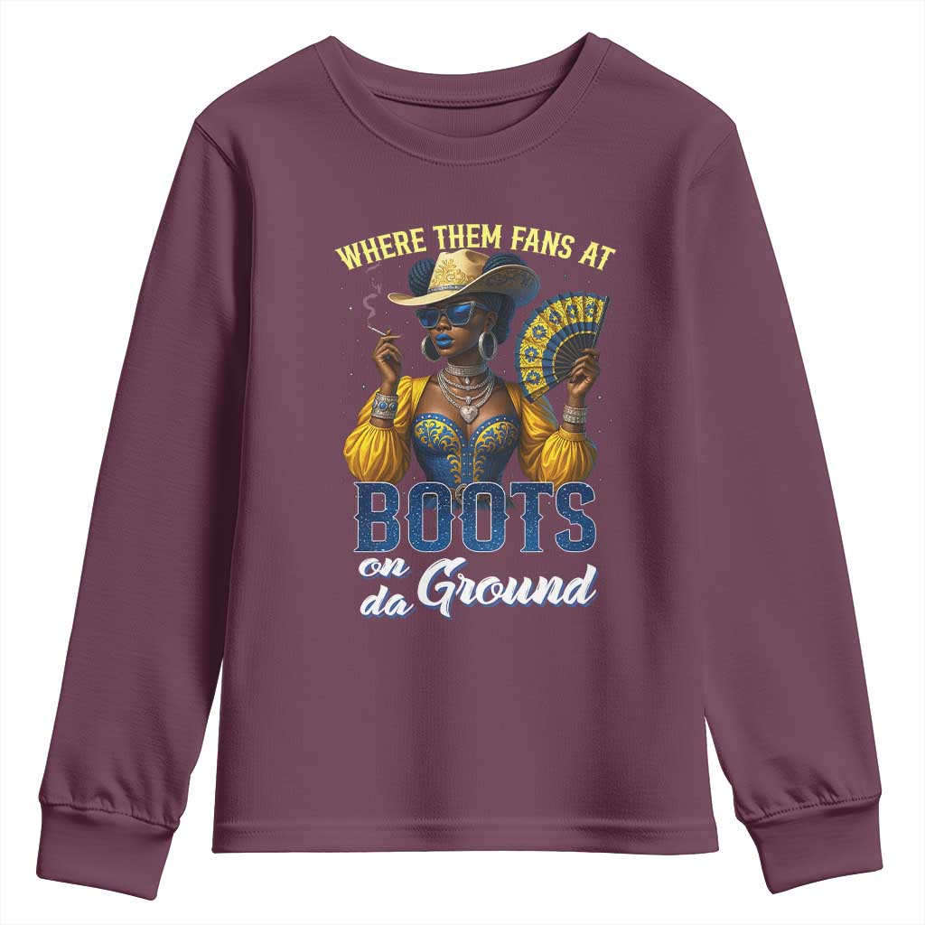 Melanin Cowgirls Linedance Youth Sweatshirt Where Them Fans At Boots On Da Ground