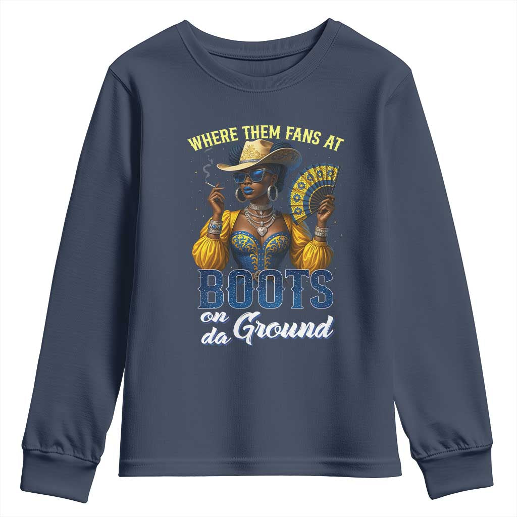 Melanin Cowgirls Linedance Youth Sweatshirt Where Them Fans At Boots On Da Ground