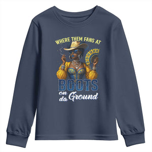 Melanin Cowgirls Linedance Youth Sweatshirt Where Them Fans At Boots On Da Ground