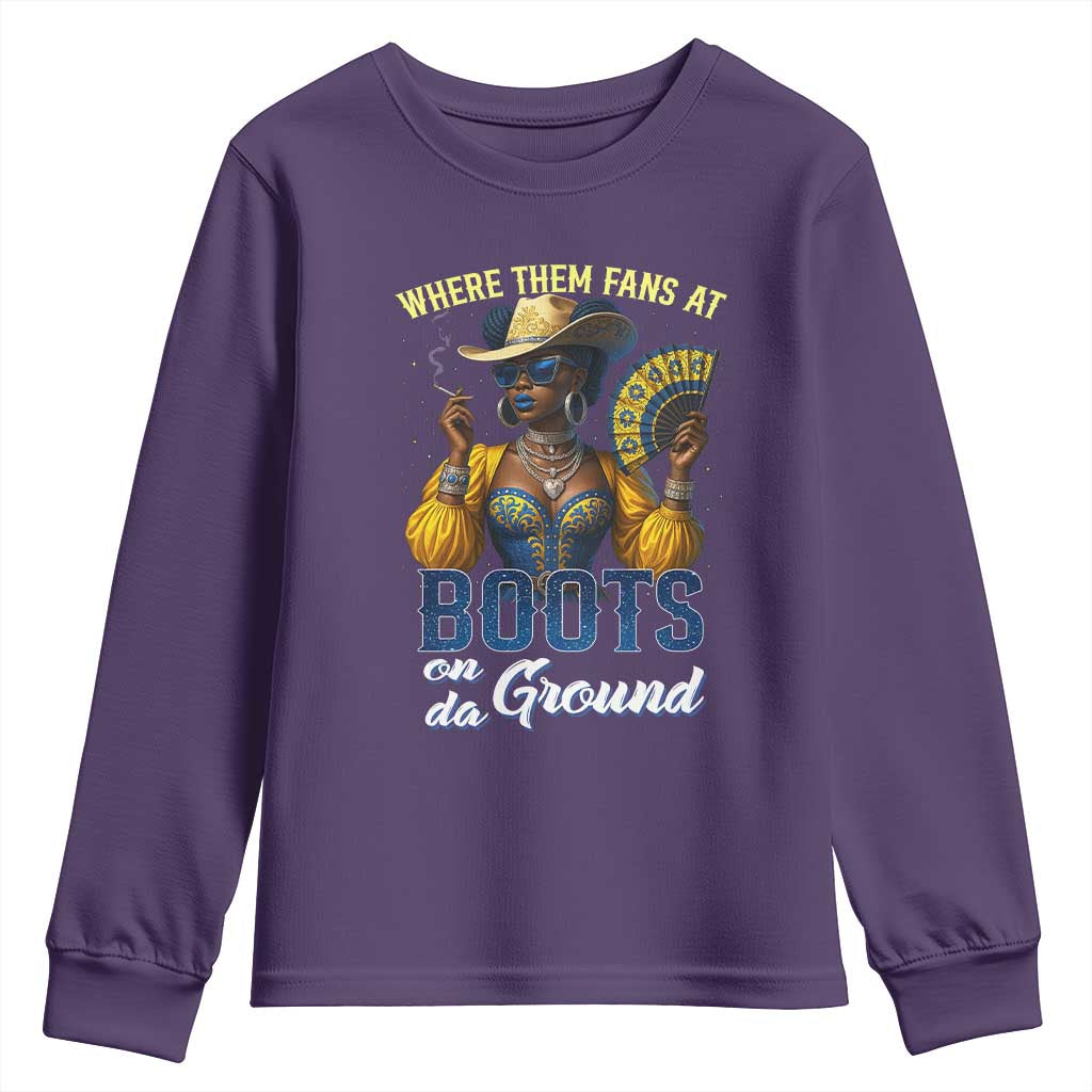 Melanin Cowgirls Linedance Youth Sweatshirt Where Them Fans At Boots On Da Ground
