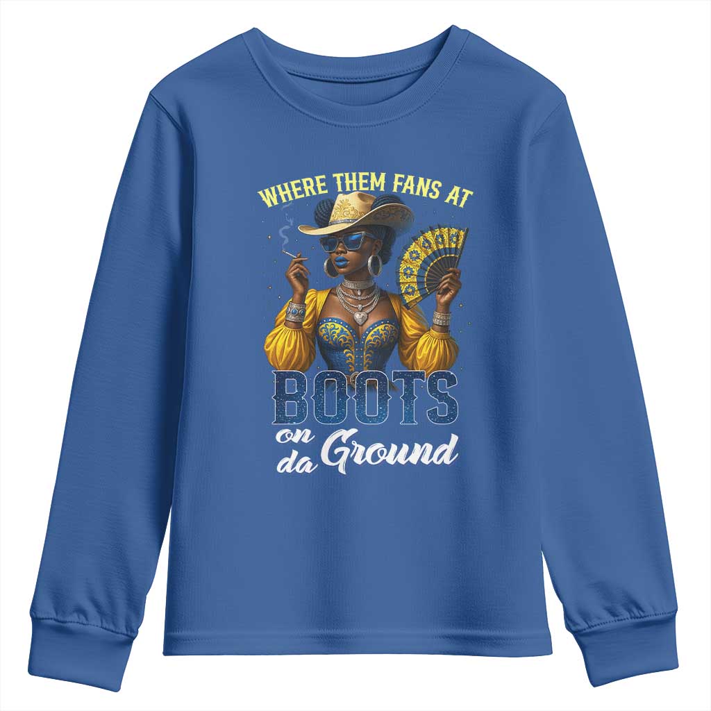 Melanin Cowgirls Linedance Youth Sweatshirt Where Them Fans At Boots On Da Ground