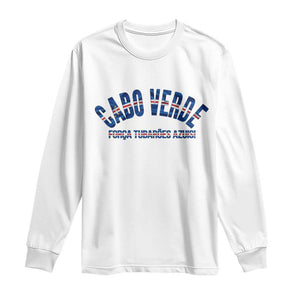 Forca Tubaroes Azuis Cabo Verde National Pride Long Sleeve Shirt Cape Verde Football Fans Blue Sharks Heritage