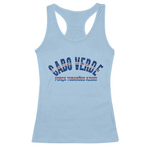 Forca Tubaroes Azuis Cabo Verde National Pride Racerback Tank Top Cape Verde Football Fans Blue Sharks Heritage