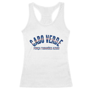 Forca Tubaroes Azuis Cabo Verde National Pride Racerback Tank Top Cape Verde Football Fans Blue Sharks Heritage