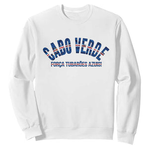 Forca Tubaroes Azuis Cabo Verde National Pride Sweatshirt Cape Verde Football Fans Blue Sharks Heritage