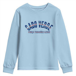 Forca Tubaroes Azuis Cabo Verde National Pride Youth Sweatshirt Cape Verde Football Fans Blue Sharks Heritage