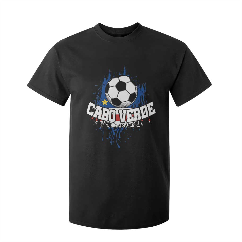 Cabo Verde Flag Football Graphic T Shirt For Kid Cape Verde Soccer Fans Artistic Pride