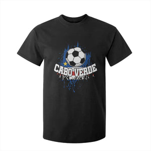 Cabo Verde Flag Football Graphic T Shirt For Kid Cape Verde Soccer Fans Artistic Pride