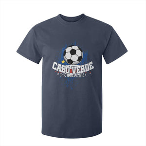 Cabo Verde Flag Football Graphic T Shirt For Kid Cape Verde Soccer Fans Artistic Pride