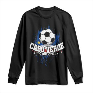 Cabo Verde Flag Football Graphic Long Sleeve Shirt Cape Verde Soccer Fans Artistic Pride