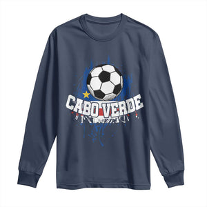 Cabo Verde Flag Football Graphic Long Sleeve Shirt Cape Verde Soccer Fans Artistic Pride