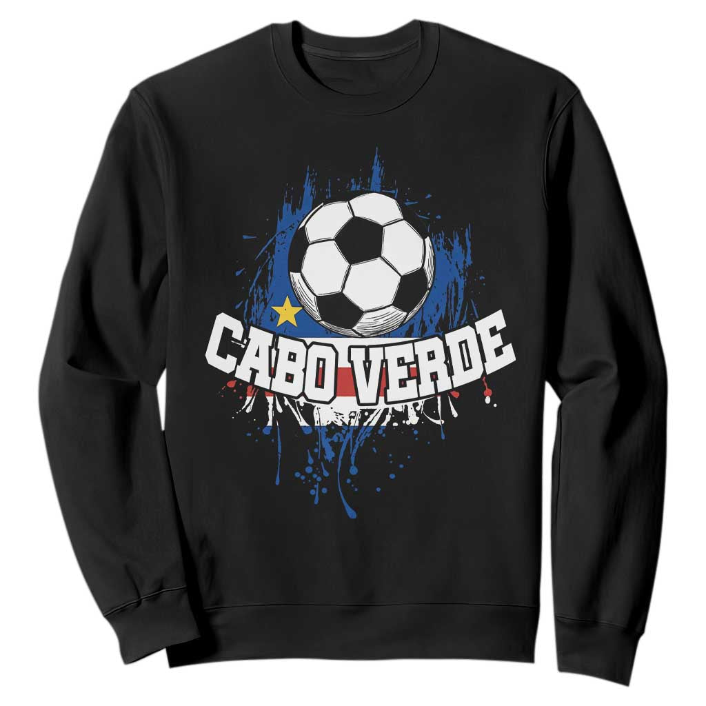 Cabo Verde Flag Football Graphic Sweatshirt Cape Verde Soccer Fans Artistic Pride