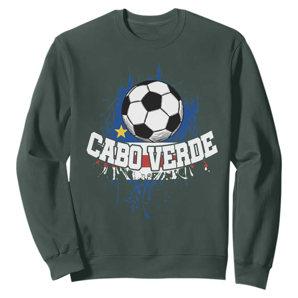 Cabo Verde Flag Football Graphic Sweatshirt Cape Verde Soccer Fans Artistic Pride