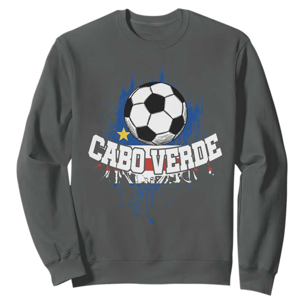 Cabo Verde Flag Football Graphic Sweatshirt Cape Verde Soccer Fans Artistic Pride