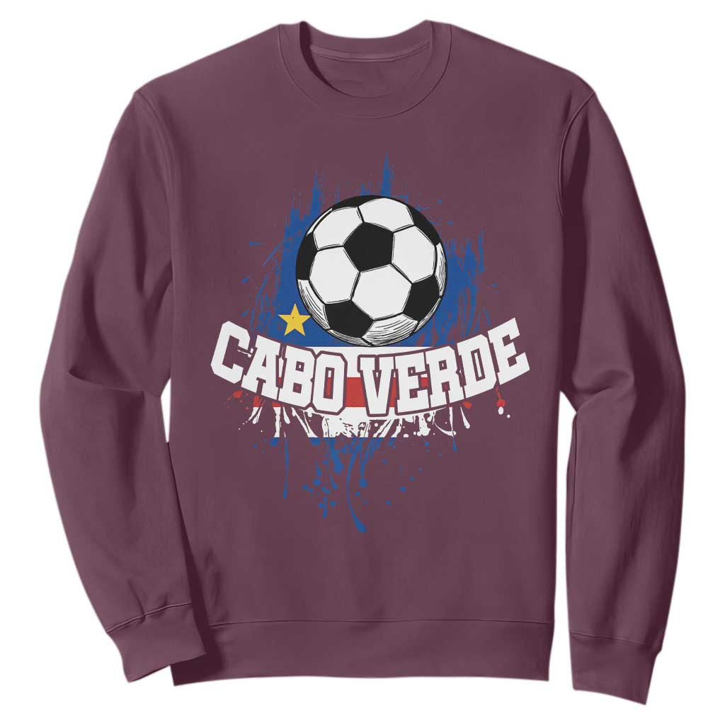 Cabo Verde Flag Football Graphic Sweatshirt Cape Verde Soccer Fans Artistic Pride