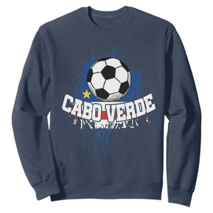 Cabo Verde Flag Football Graphic Sweatshirt Cape Verde Soccer Fans Artistic Pride