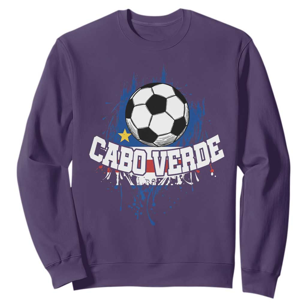 Cabo Verde Flag Football Graphic Sweatshirt Cape Verde Soccer Fans Artistic Pride