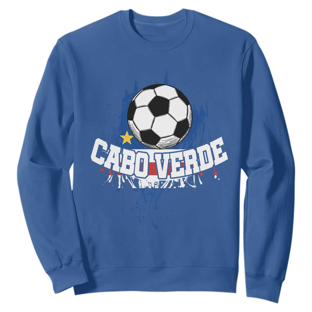 Cabo Verde Flag Football Graphic Sweatshirt Cape Verde Soccer Fans Artistic Pride
