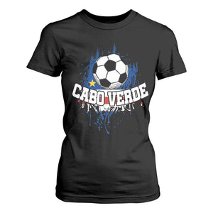 Cabo Verde Flag Football Graphic T Shirt For Women Cape Verde Soccer Fans Artistic Pride