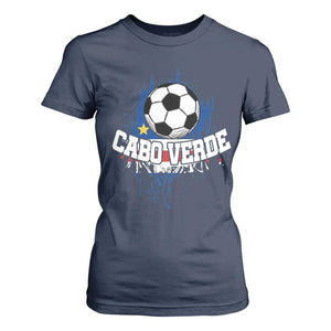 Cabo Verde Flag Football Graphic T Shirt For Women Cape Verde Soccer Fans Artistic Pride