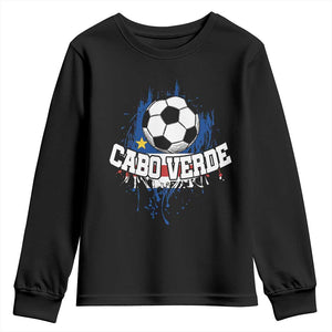 Cabo Verde Flag Football Graphic Youth Sweatshirt Cape Verde Soccer Fans Artistic Pride