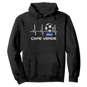 Cape Verde Soccer Heartbeat EKG Pulse Graphic Hoodie Cabo Verde Football Fans Pride