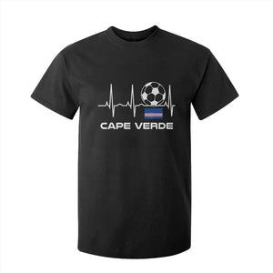 Cape Verde Soccer Heartbeat EKG Pulse Graphic T Shirt For Kid Cabo Verde Football Fans Pride