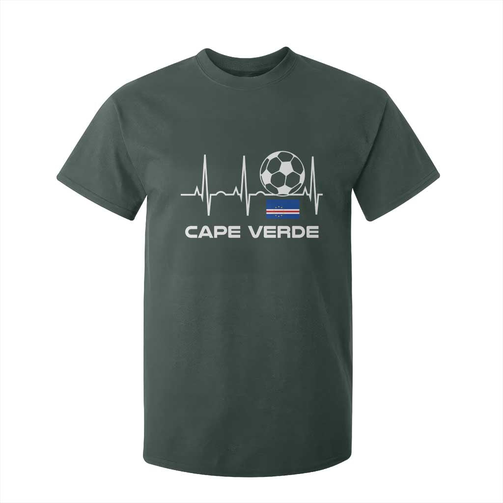 Cape Verde Soccer Heartbeat EKG Pulse Graphic T Shirt For Kid Cabo Verde Football Fans Pride