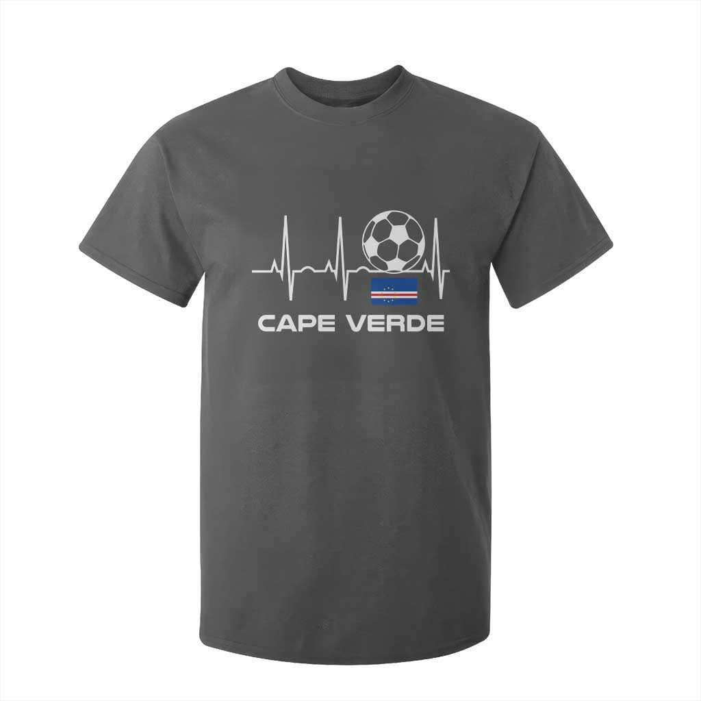 Cape Verde Soccer Heartbeat EKG Pulse Graphic T Shirt For Kid Cabo Verde Football Fans Pride