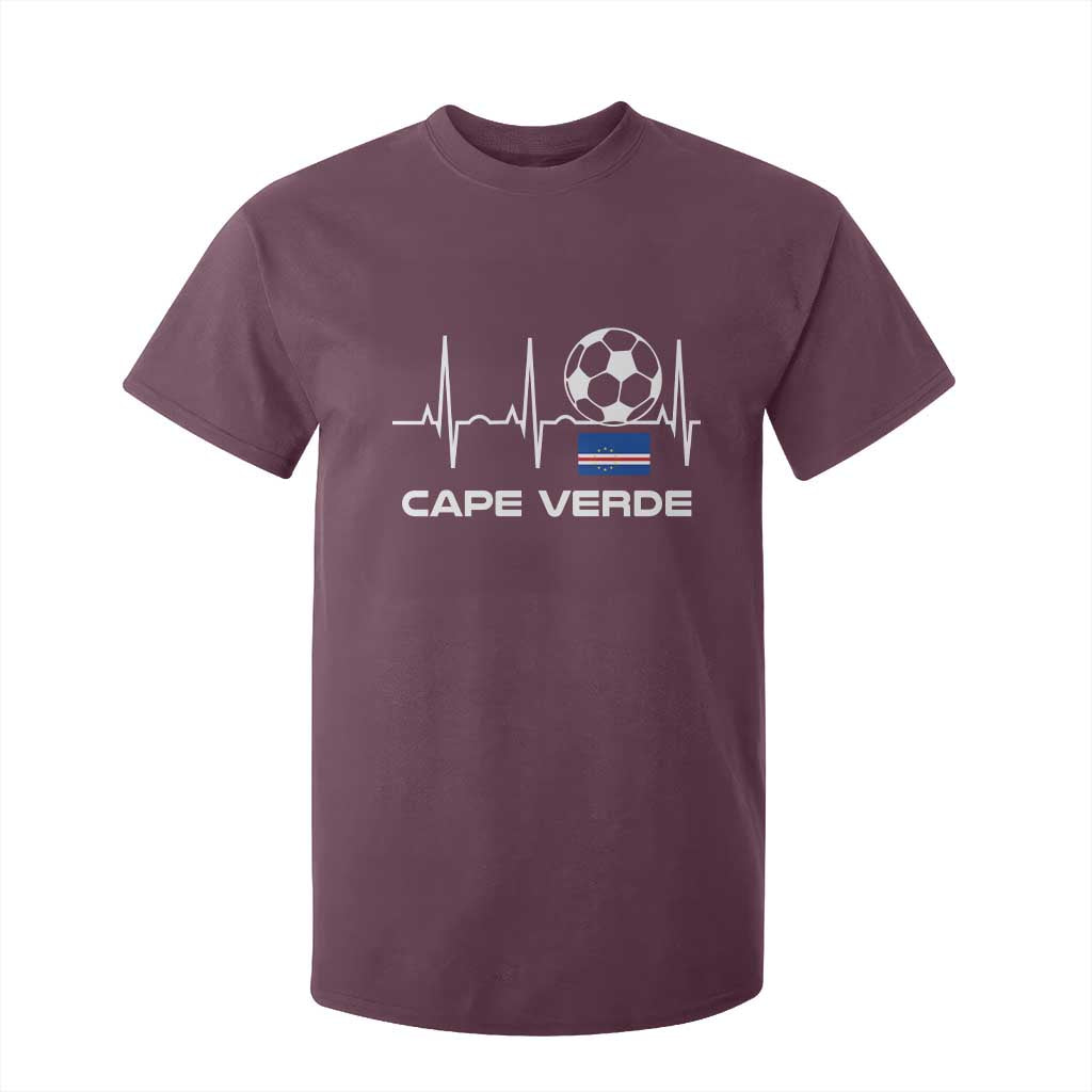 Cape Verde Soccer Heartbeat EKG Pulse Graphic T Shirt For Kid Cabo Verde Football Fans Pride