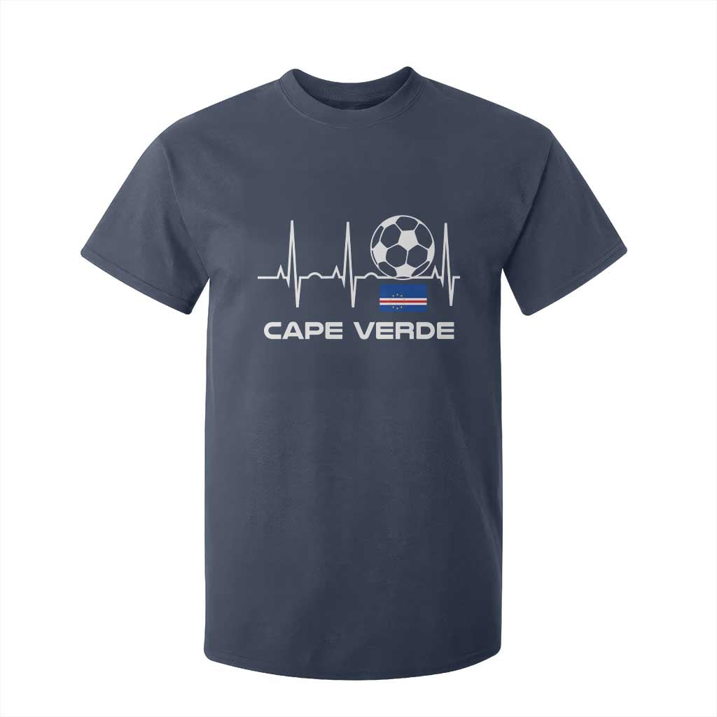 Cape Verde Soccer Heartbeat EKG Pulse Graphic T Shirt For Kid Cabo Verde Football Fans Pride