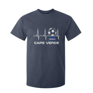 Cape Verde Soccer Heartbeat EKG Pulse Graphic T Shirt For Kid Cabo Verde Football Fans Pride