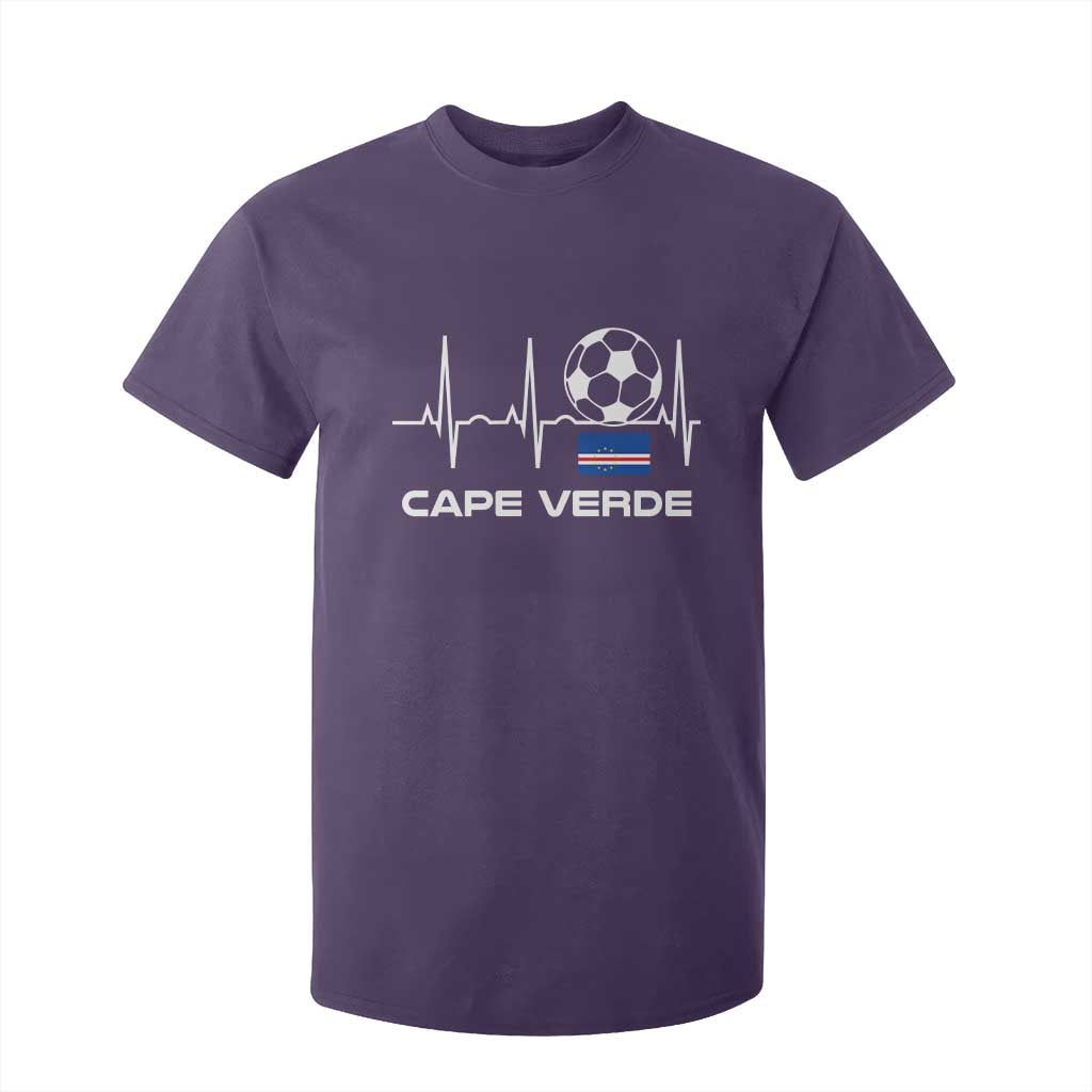 Cape Verde Soccer Heartbeat EKG Pulse Graphic T Shirt For Kid Cabo Verde Football Fans Pride
