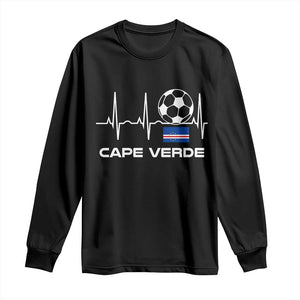 Cape Verde Soccer Heartbeat EKG Pulse Graphic Long Sleeve Shirt Cabo Verde Football Fans Pride