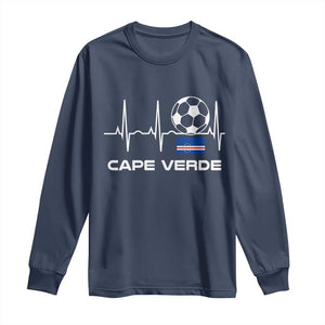 Cape Verde Soccer Heartbeat EKG Pulse Graphic Long Sleeve Shirt Cabo Verde Football Fans Pride