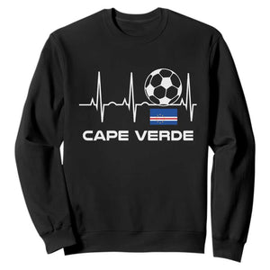 Cape Verde Soccer Heartbeat EKG Pulse Graphic Sweatshirt Cabo Verde Football Fans Pride