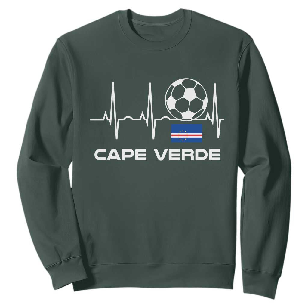 Cape Verde Soccer Heartbeat EKG Pulse Graphic Sweatshirt Cabo Verde Football Fans Pride