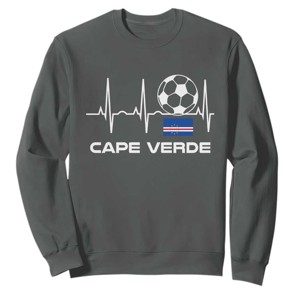 Cape Verde Soccer Heartbeat EKG Pulse Graphic Sweatshirt Cabo Verde Football Fans Pride