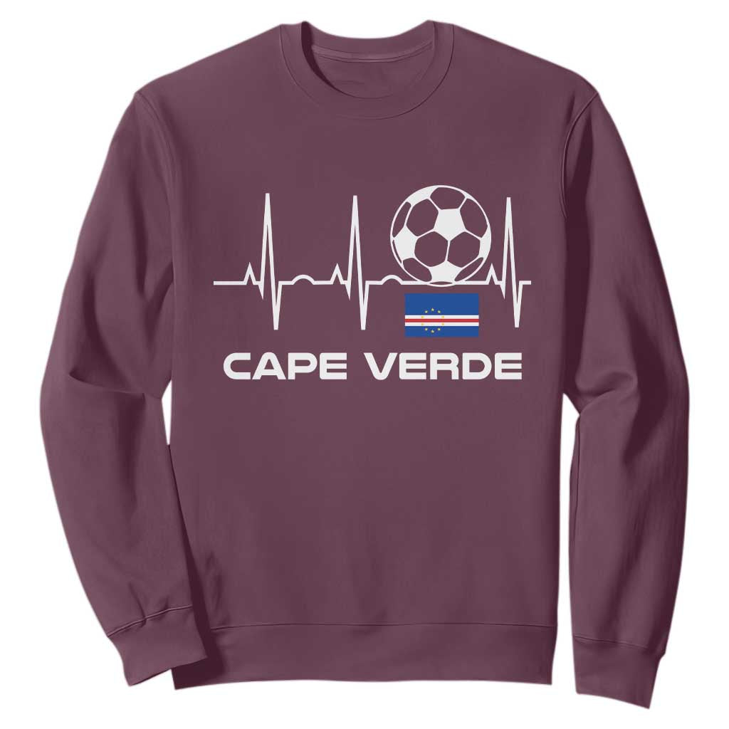 Cape Verde Soccer Heartbeat EKG Pulse Graphic Sweatshirt Cabo Verde Football Fans Pride